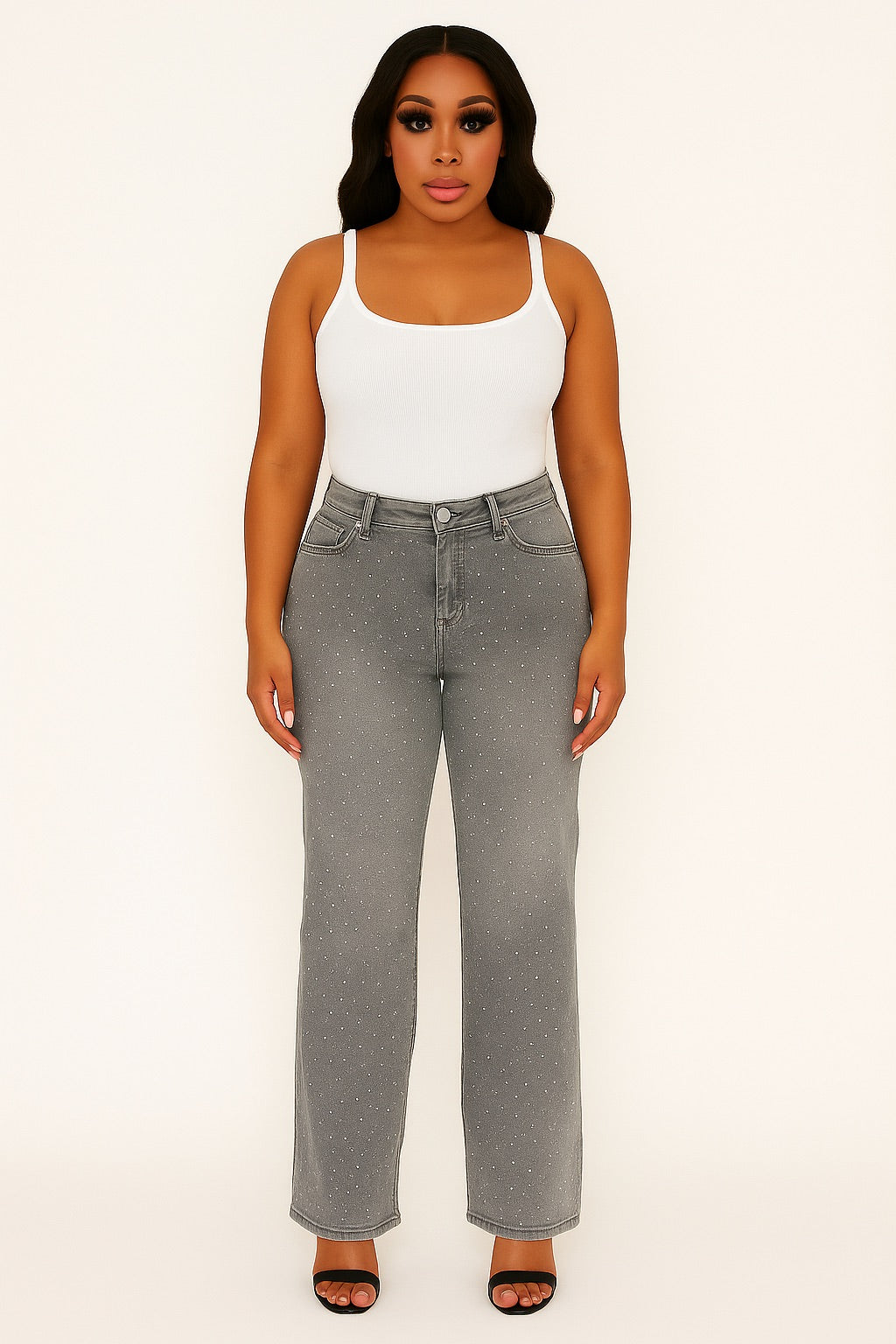 Grey Diamante Jeans