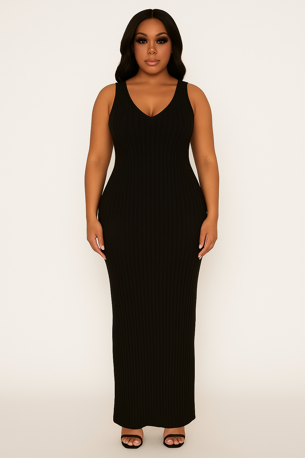 Black Ribbed Maxi Dress