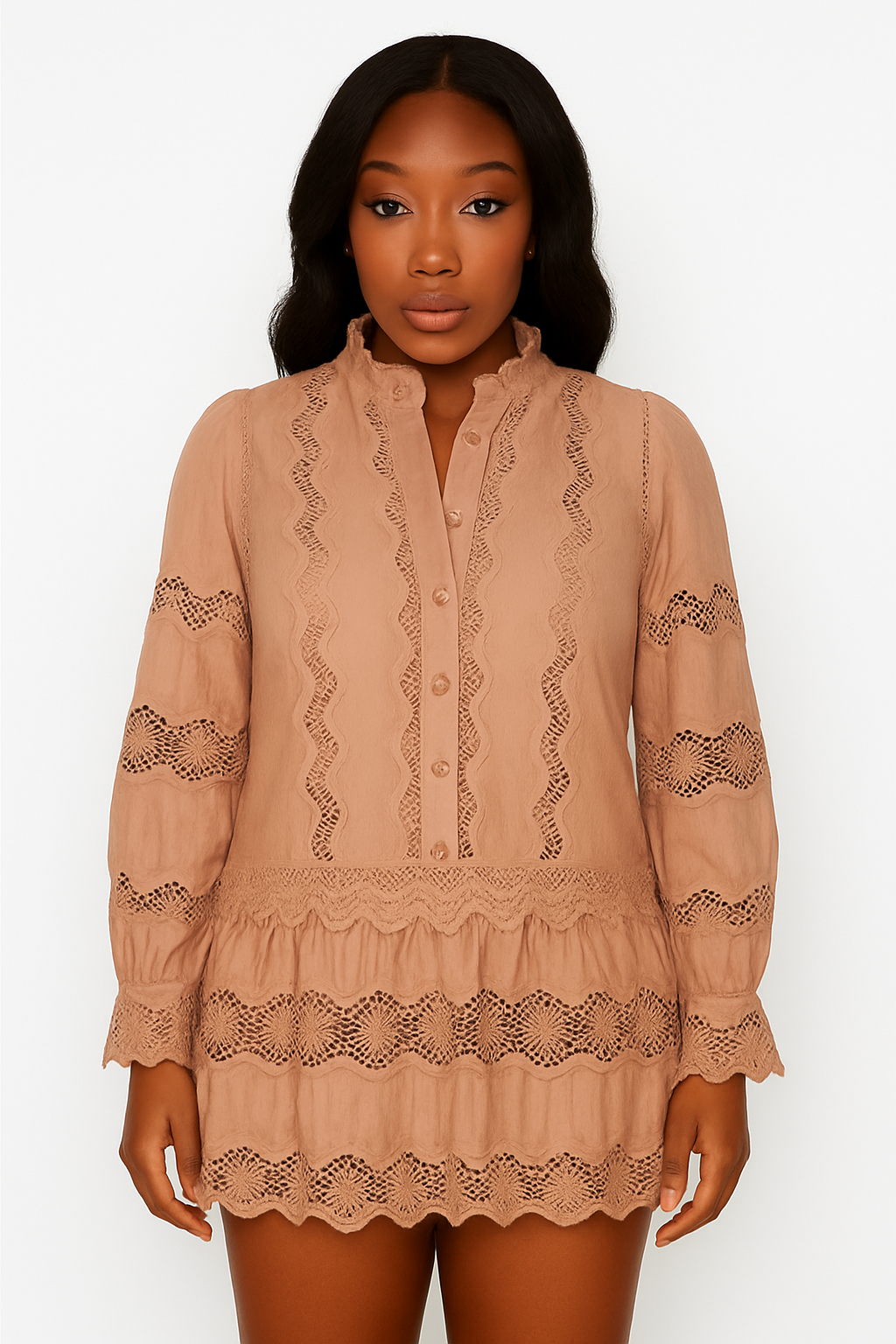 Brown Lace Detail Dress