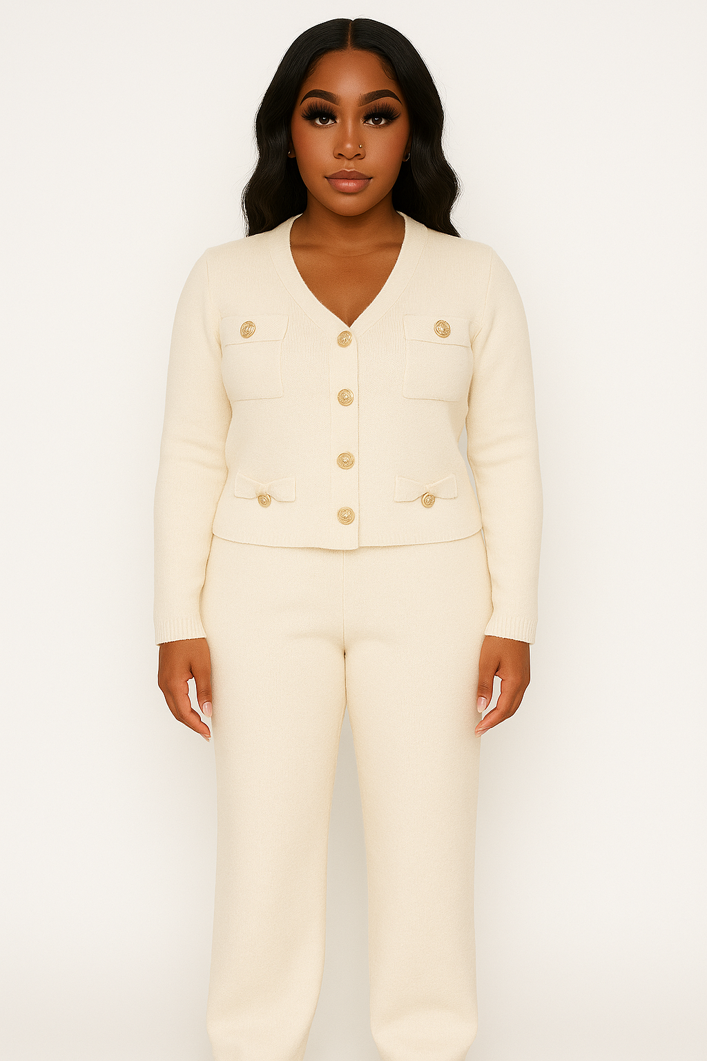 Cream & black two piece
